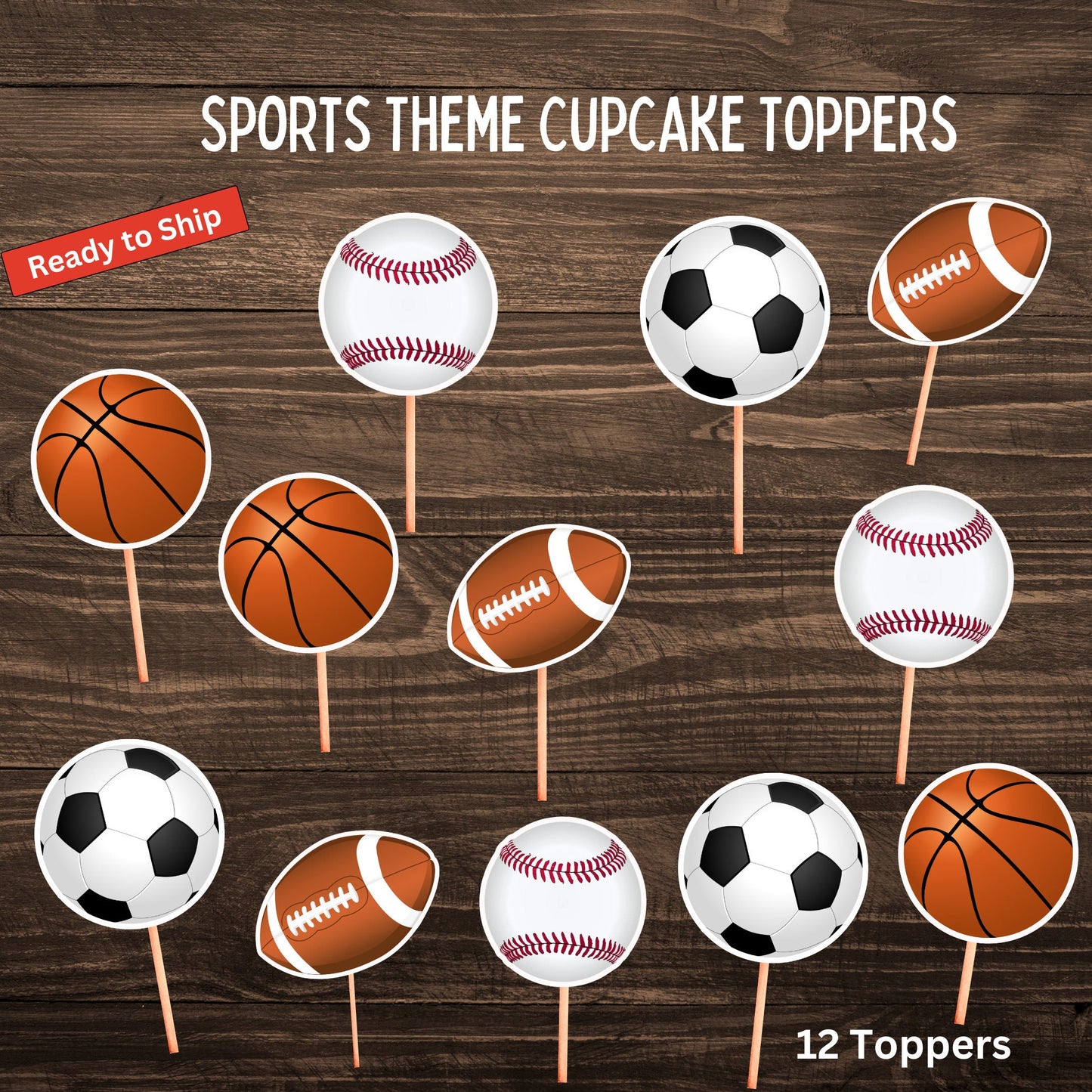 Sports Theme Cupcake Toppers