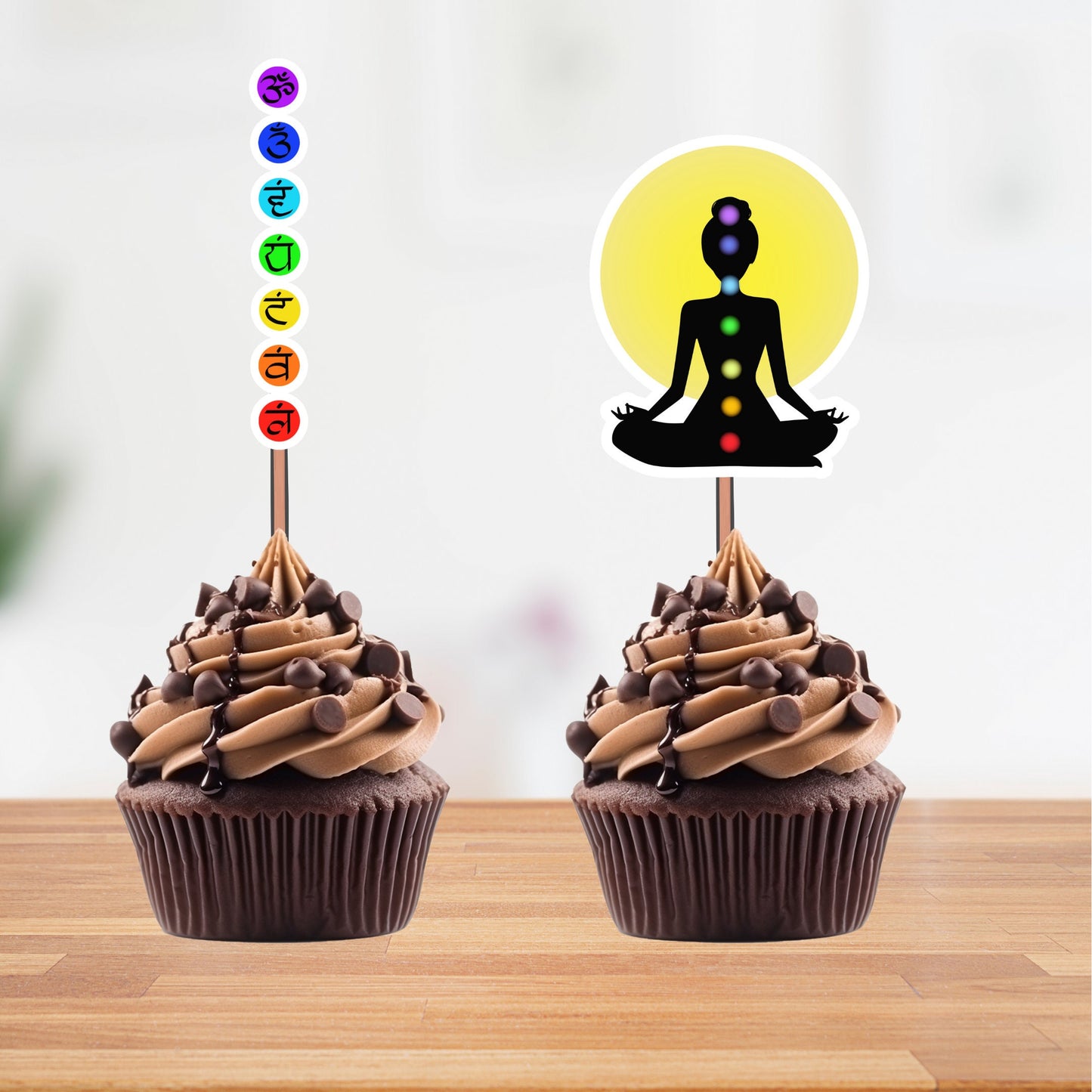 Chakra Meditation Cupcake Toppers