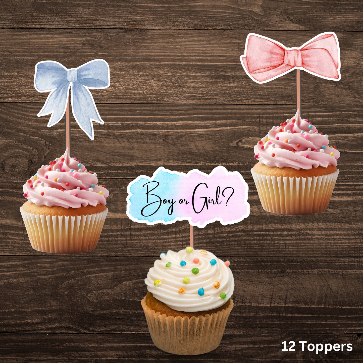 Gender Reveal Cupcake Toppers