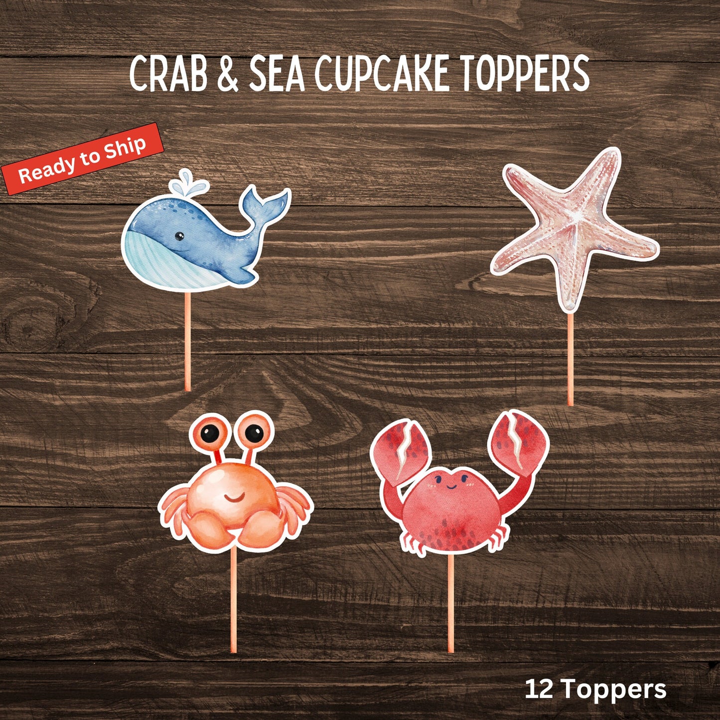 Crab, Under The Sea Cupcake Toppers