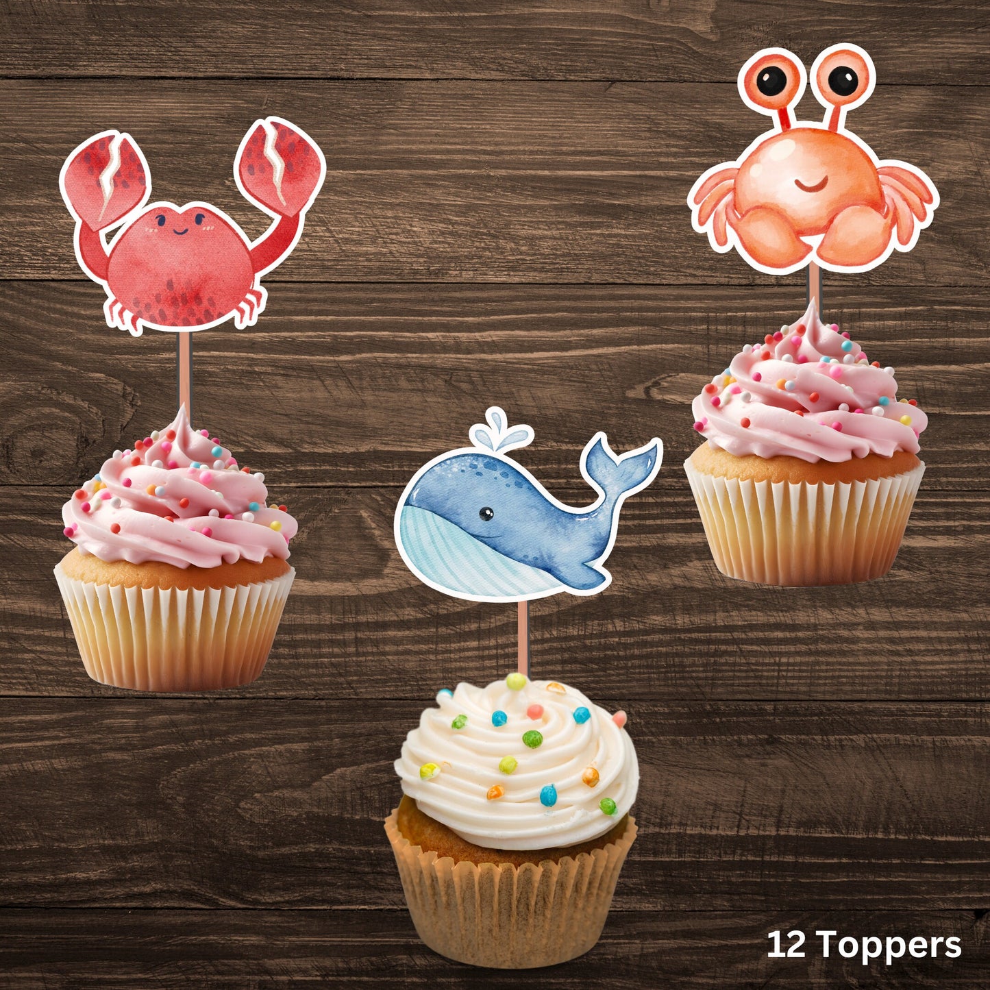 Crab, Under The Sea Cupcake Toppers