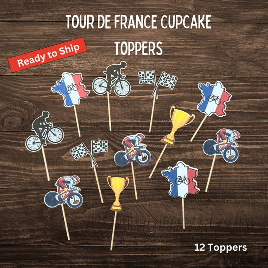 France Marathon Bike Cupcake Toppers