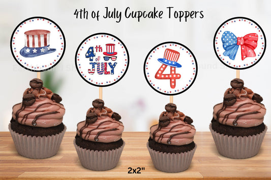 4th of July Printable Cupcake Toppers