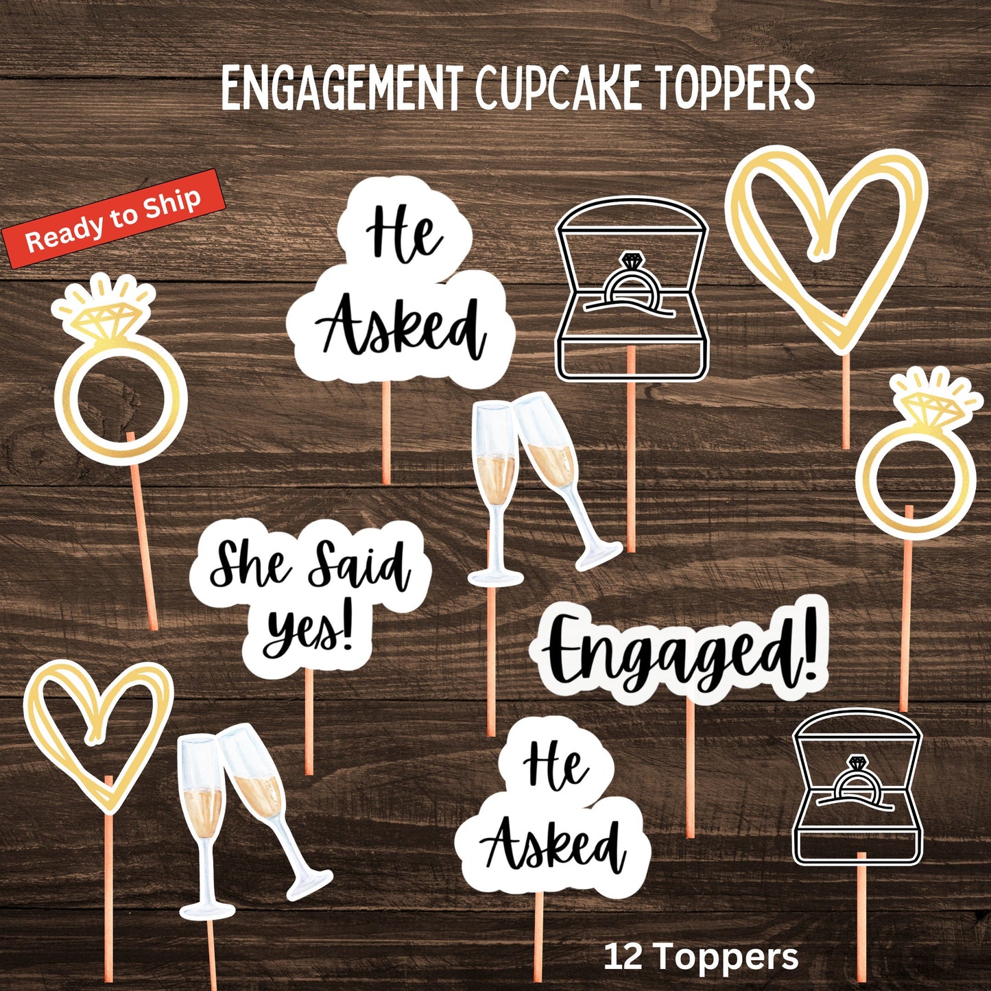 Engagement Cupcake Toppers