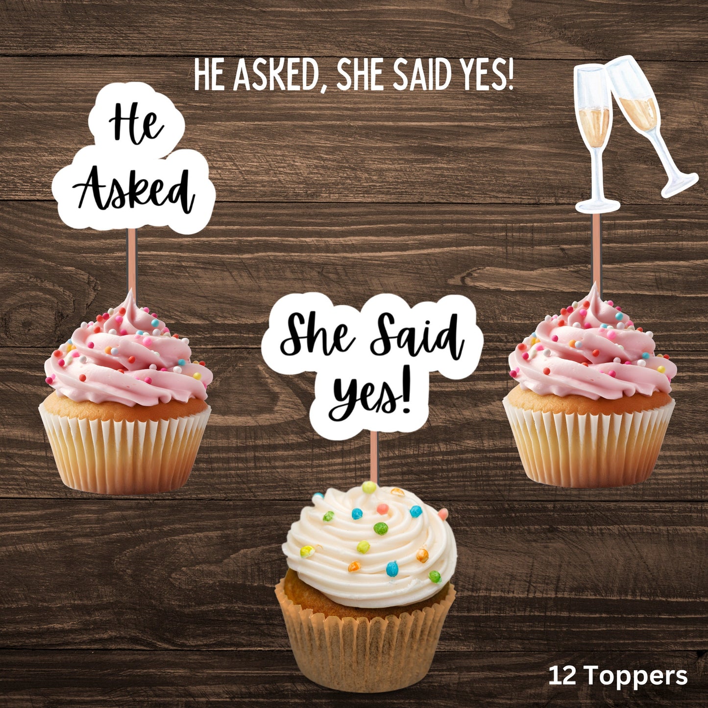 Engagement Cupcake Toppers