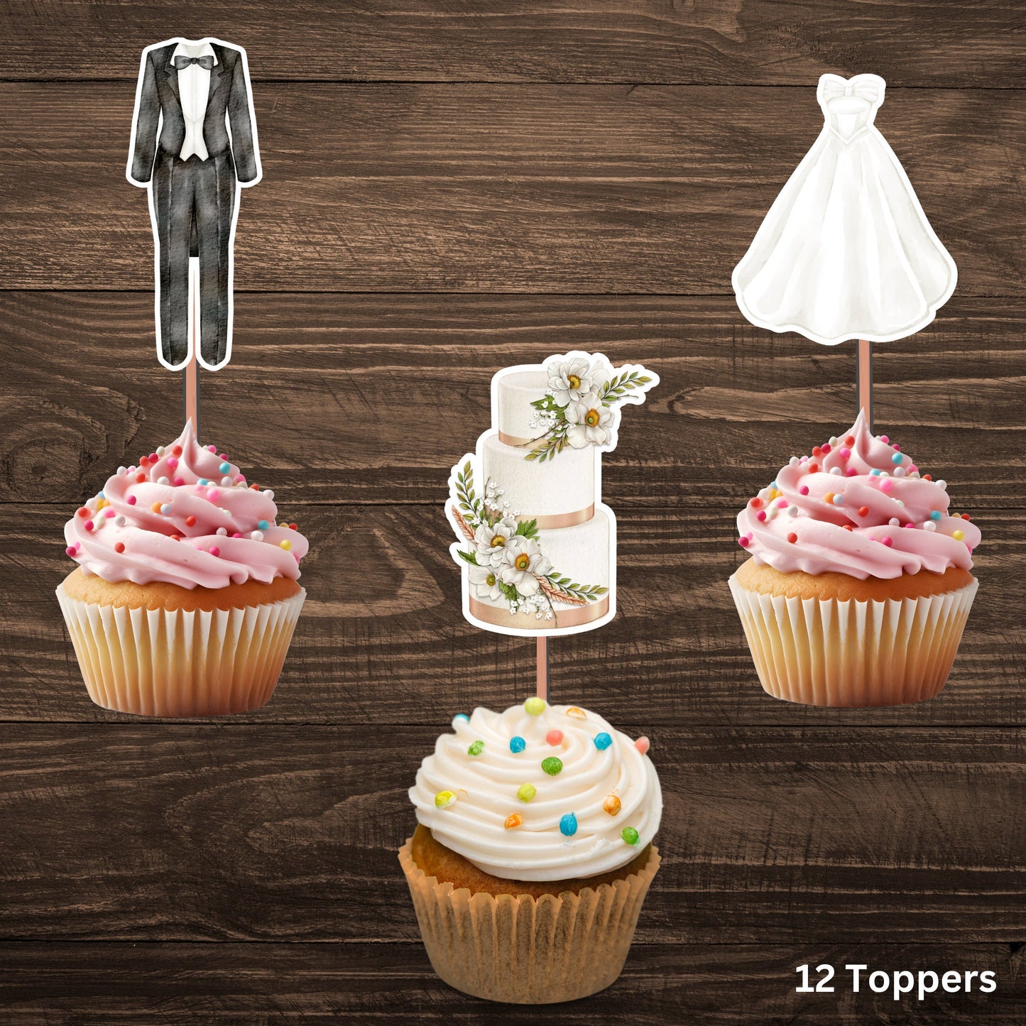 Wedding Cupcake Toppers