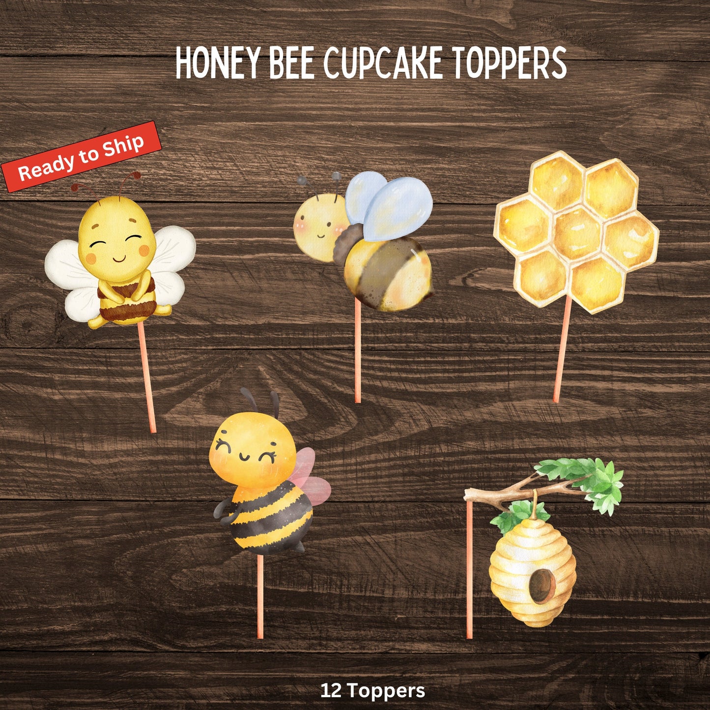 Honey Bee Cupcake Toppers