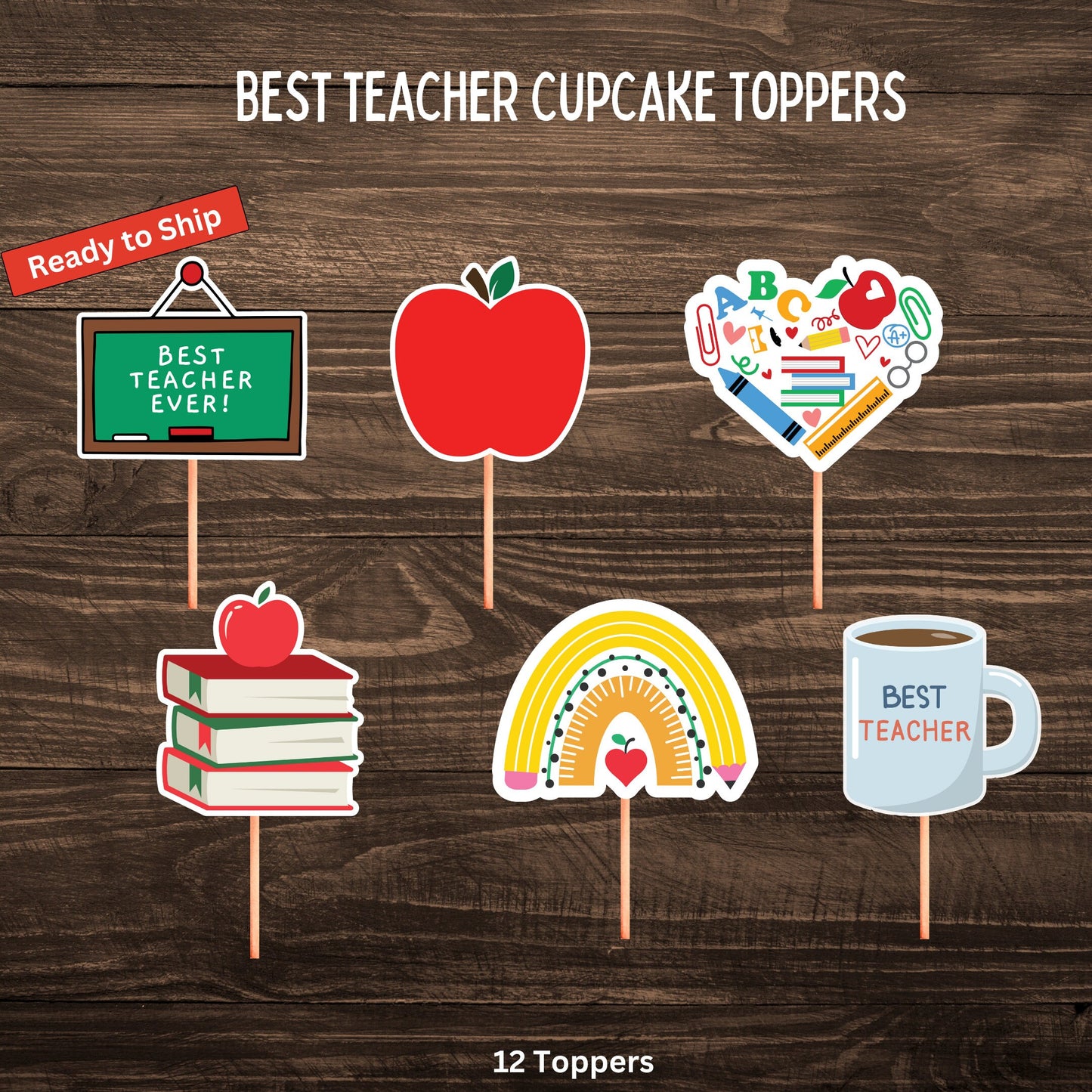 Best Teacher, Thank You Cupcake Toppers