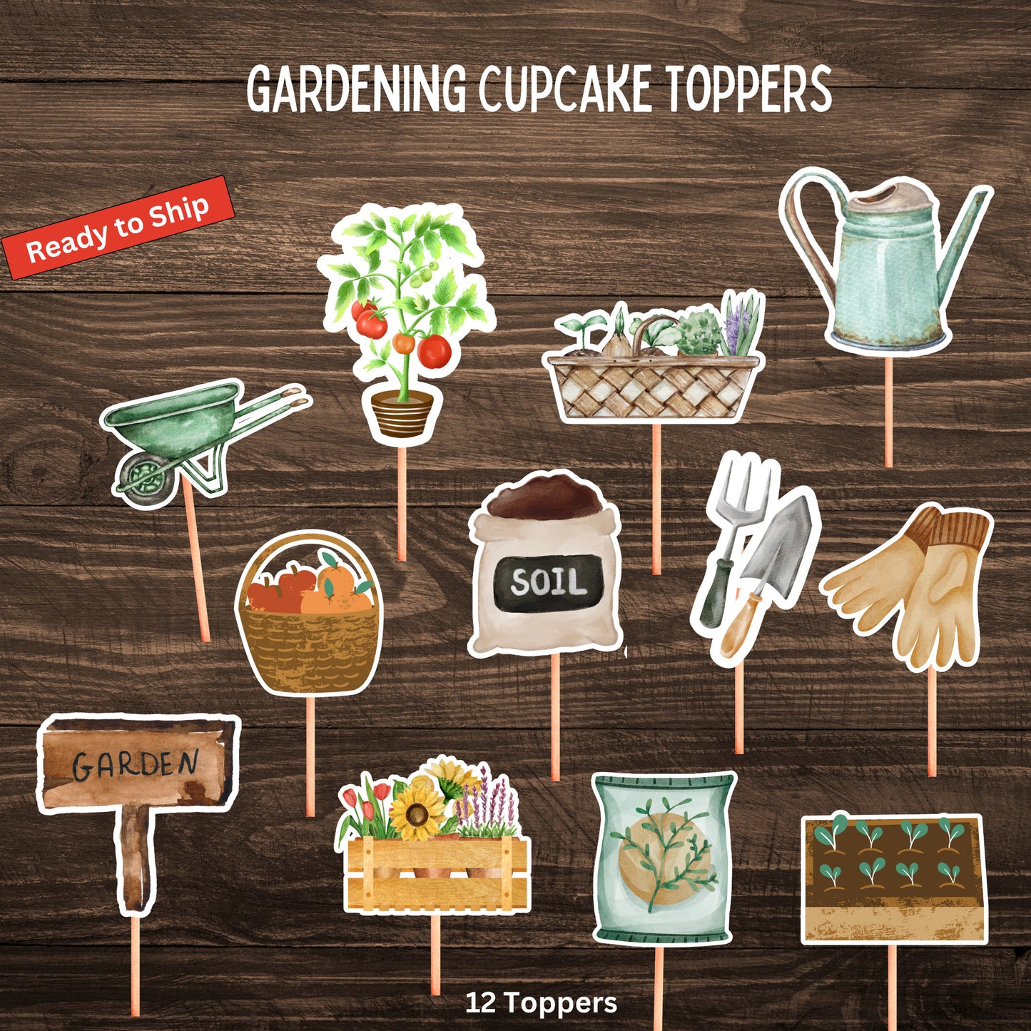 Gardening Cupcake Toppers