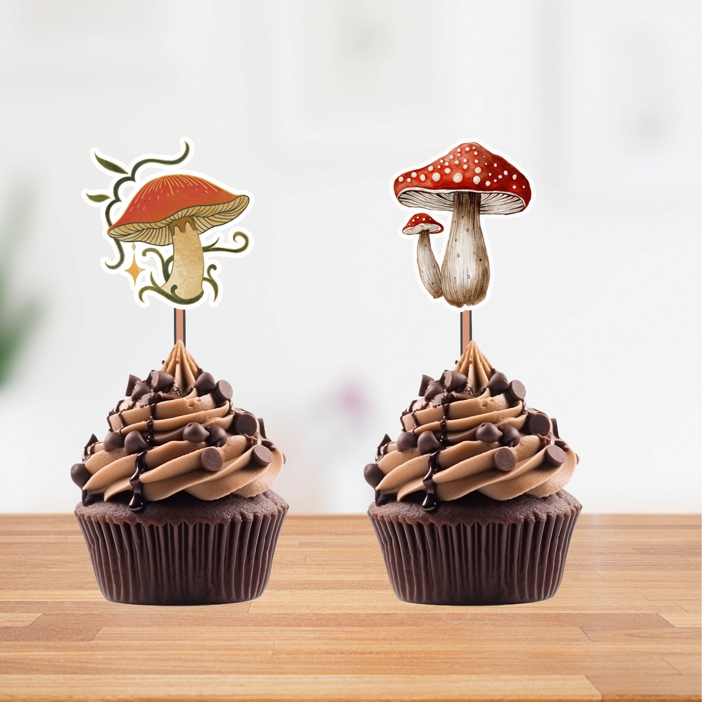 Mushrooms Cute Cupcake Toppers