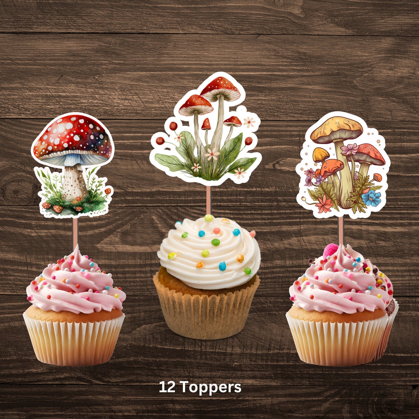 Mushrooms Cute Cupcake Toppers