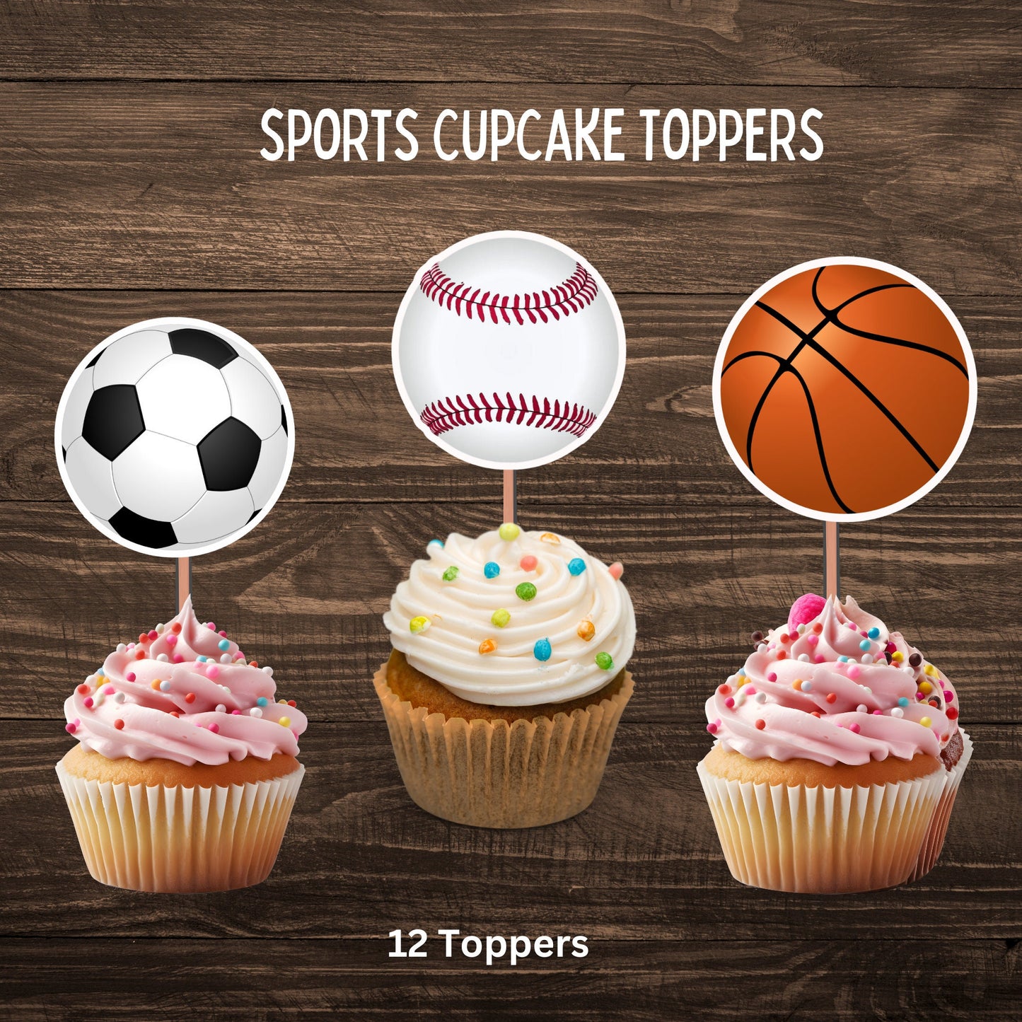 Sports Theme Cupcake Toppers