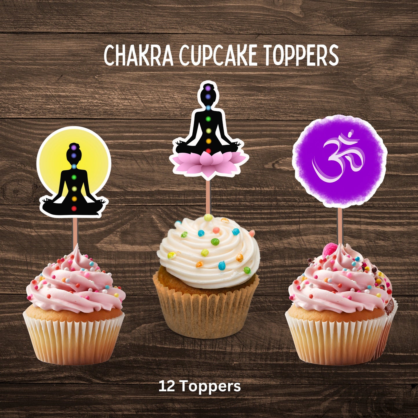 Chakra Meditation Cupcake Toppers