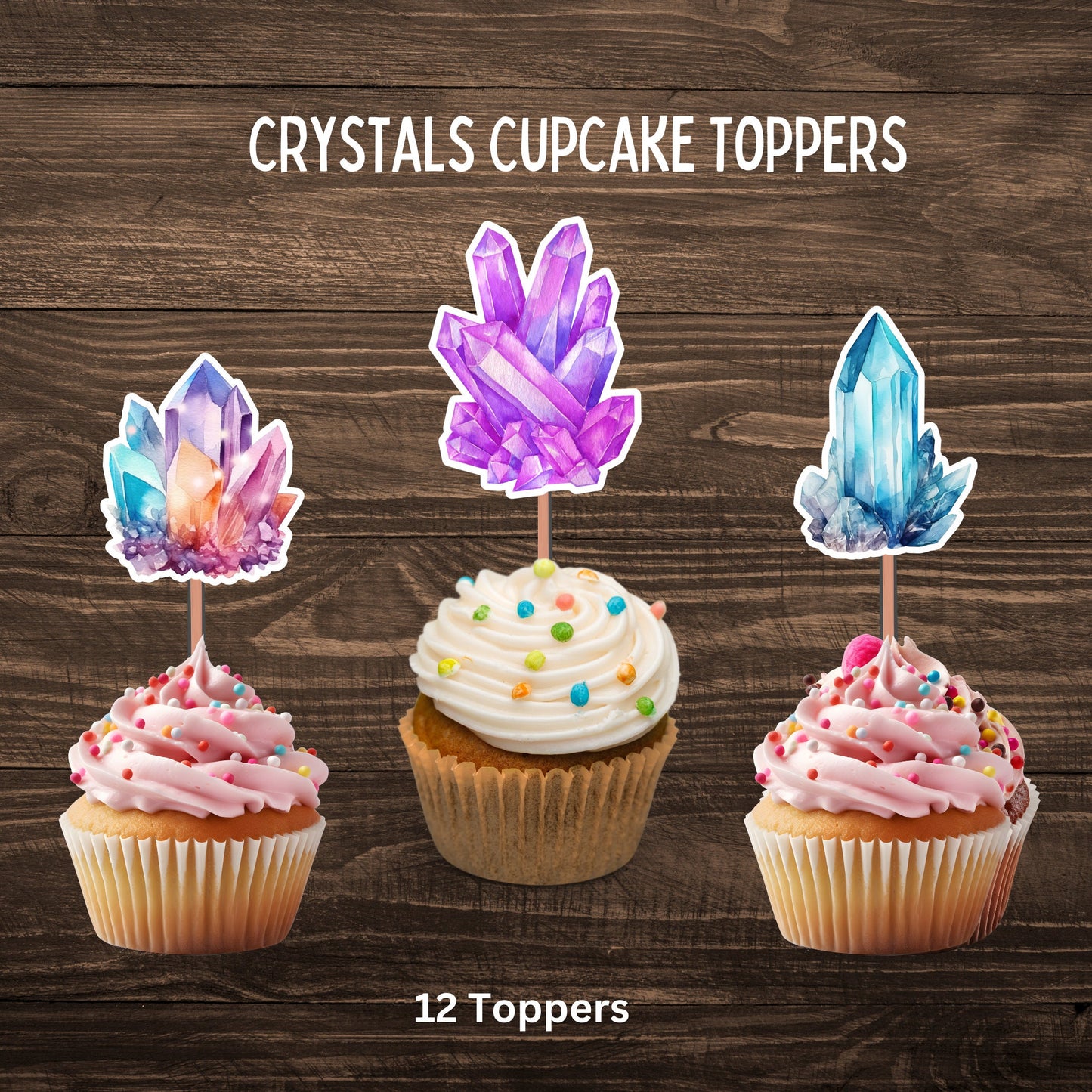 Healing Crystals Gemstones Cupcake Toppers