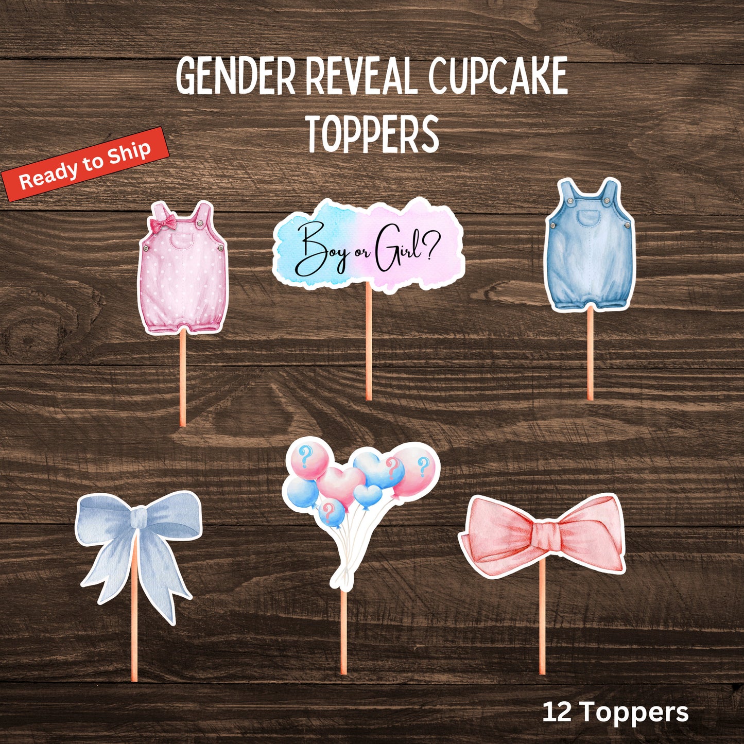 Gender Reveal Cupcake Toppers