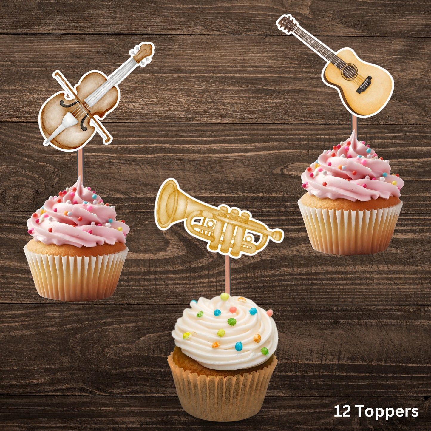 Band, Musical Instruments Cupcake Toppers