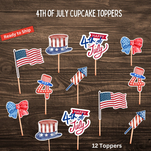 4th of July Cupcake Toppers