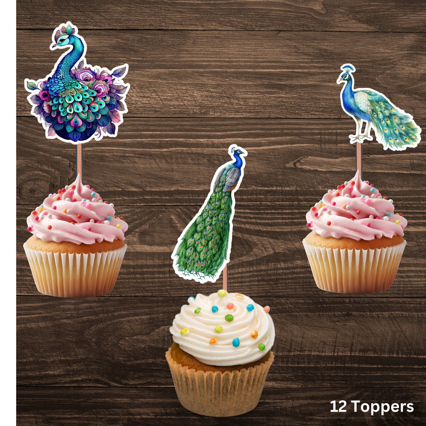 Peacock Cupcake Toppers