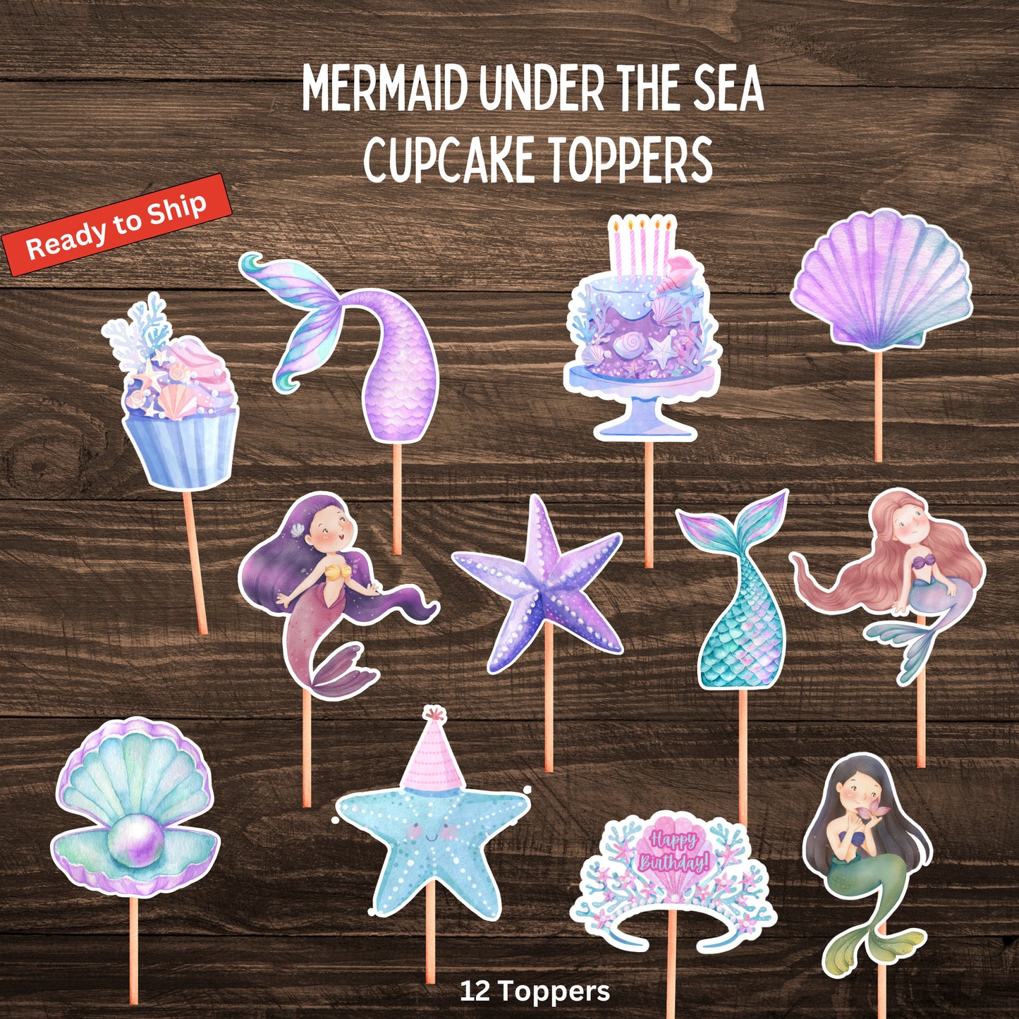 Mermaid Under the Sea Cupcake Toppers