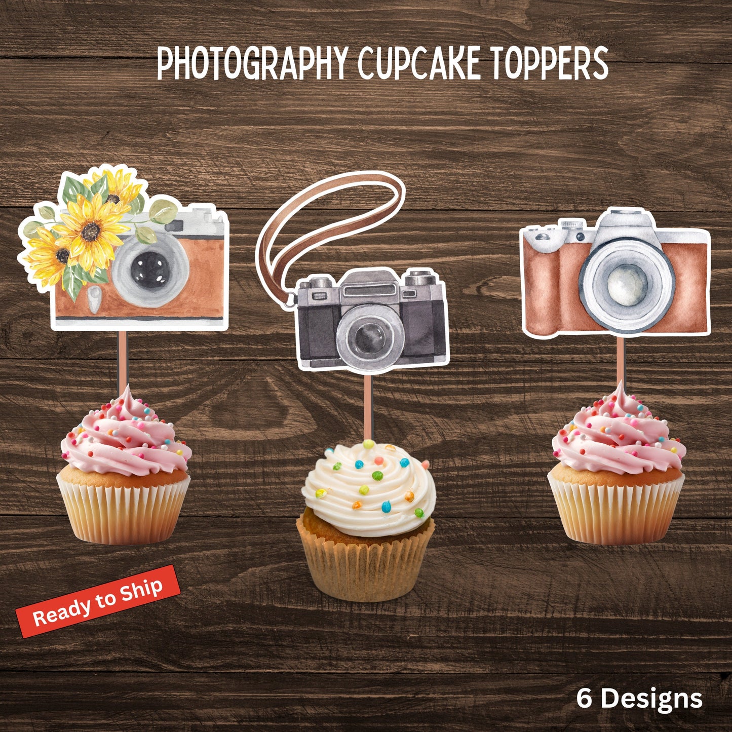 Photography Camera Cupcake Toppers